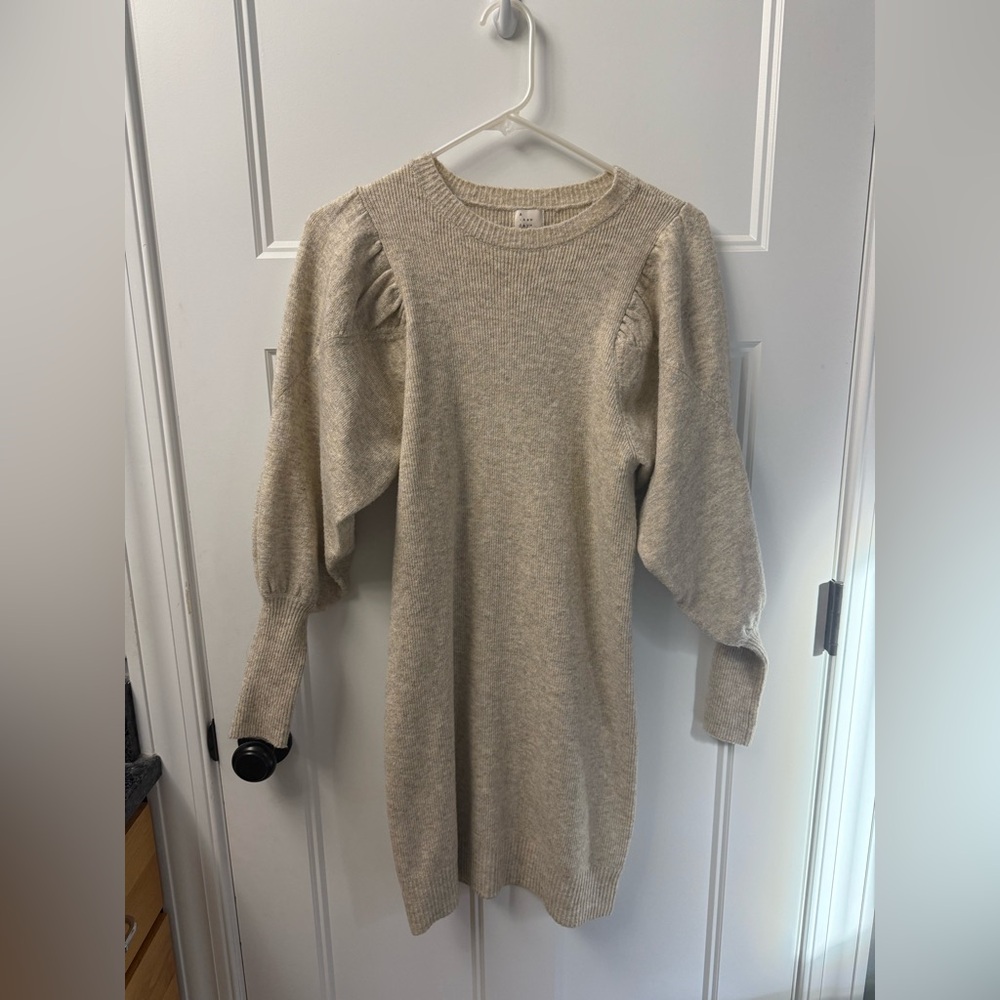A new day long sleeve Cream Sweater Dress